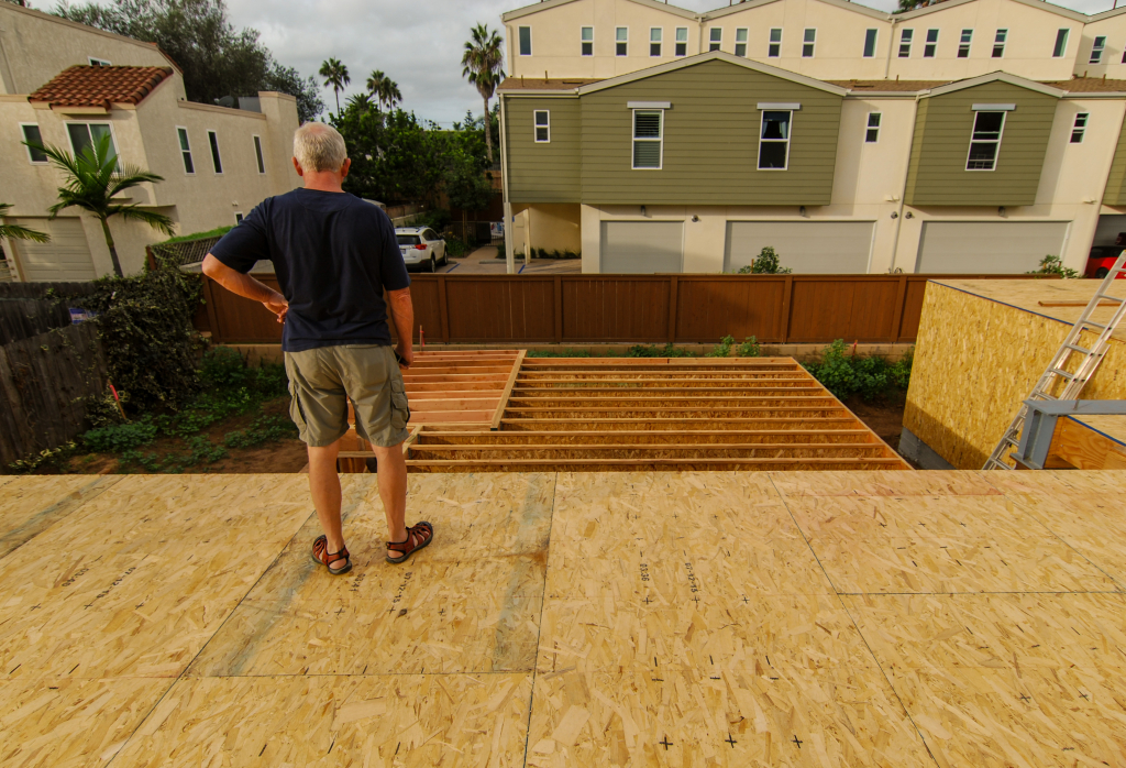 Dad making site inspections